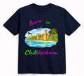 T-Shirt aus Bio-Baumwolle, "Born in Chilldesheim" Michaeliskirche-Variante, schwarz, Nr.010, inkl. Versand