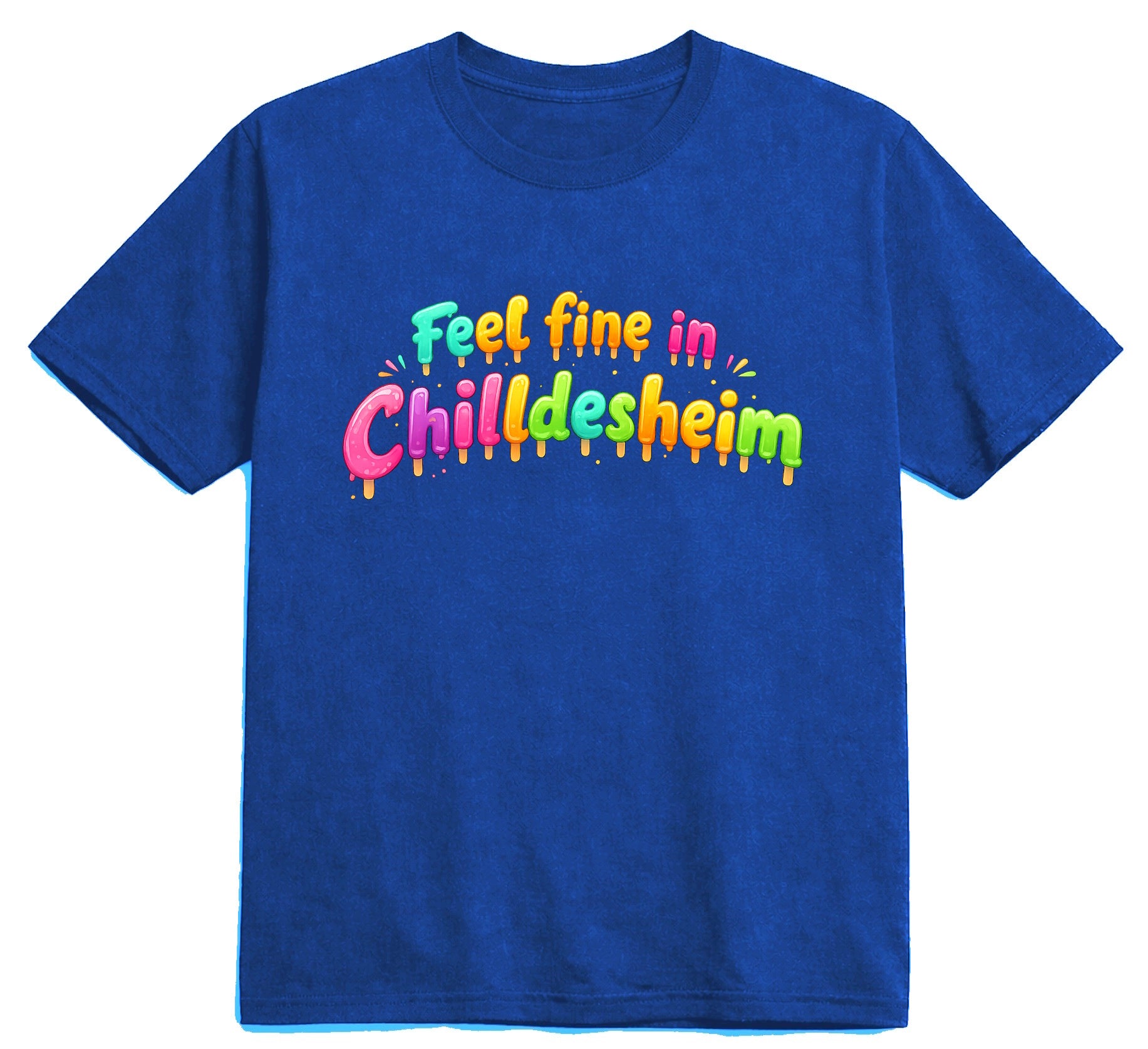T-Shirt aus Bio-Baumwolle, Chilldesheim, Eis am Stiel, blau, Nr.021, inkl. Versand